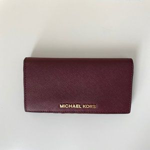 Michael Kors Flat Slim Bifold Wallet Merlot